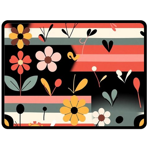 Minimalist Pattern With Simple Lines,flower And Shapes, Creating A Clean And Modern Fleece Blanket (Large) from ArtsNow.com 80 x60  Blanket Front