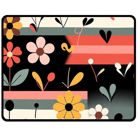 Minimalist Pattern With Simple Lines,flower And Shapes, Creating A Clean And Modern Fleece Blanket (Medium) from ArtsNow.com 60 x50  Blanket Front