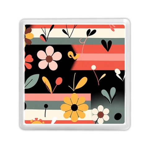 Minimalist Pattern With Simple Lines,flower And Shapes, Creating A Clean And Modern Memory Card Reader (Square) from ArtsNow.com Front