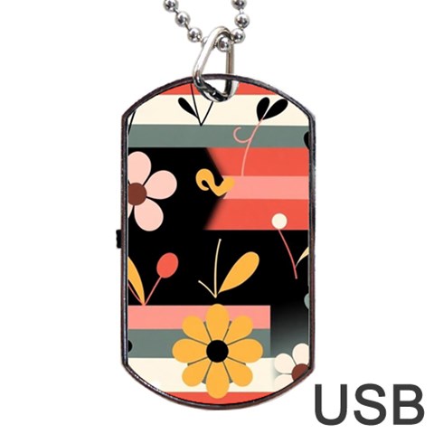 Minimalist Pattern With Simple Lines,flower And Shapes, Creating A Clean And Modern Dog Tag USB Flash (One Side) from ArtsNow.com Front