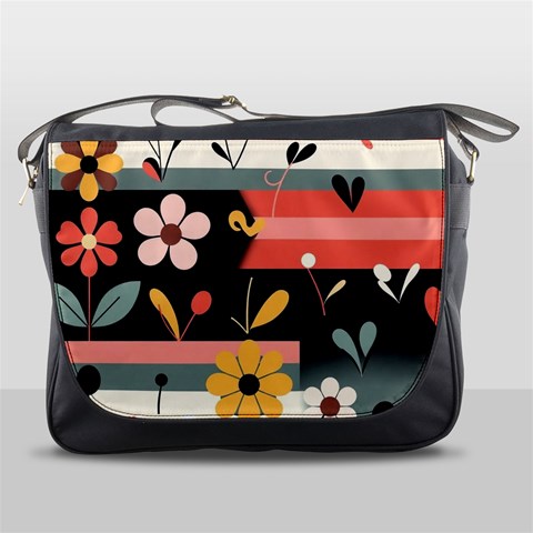 Minimalist Pattern With Simple Lines,flower And Shapes, Creating A Clean And Modern Messenger Bag from ArtsNow.com Front