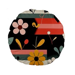 Minimalist Pattern With Simple Lines,flower And Shapes, Creating A Clean And Modern Standard 15  Premium Round Cushions from ArtsNow.com Front