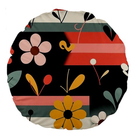 Minimalist Pattern With Simple Lines,flower And Shapes, Creating A Clean And Modern Large 18  Premium Round Cushions from ArtsNow.com Back