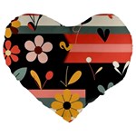  Minimalist Pattern With Simple Lines,flower And Shapes, Creating A Clean And Modern Large 19  Premium Heart Shape Cushions