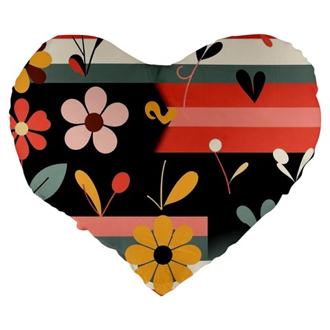 Minimalist Pattern With Simple Lines,flower And Shapes, Creating A Clean And Modern Large 19  Premium Heart Shape Cushions from ArtsNow.com Back