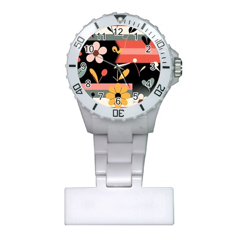 Minimalist Pattern With Simple Lines,flower And Shapes, Creating A Clean And Modern Plastic Nurses Watch from ArtsNow.com Front