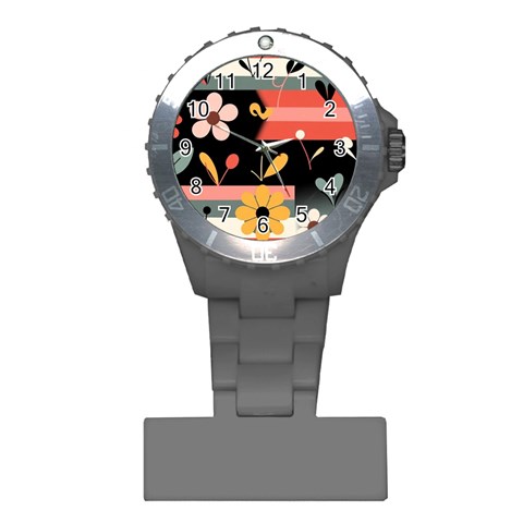 Minimalist Pattern With Simple Lines,flower And Shapes, Creating A Clean And Modern Plastic Nurses Watch from ArtsNow.com Front