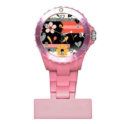 Minimalist Pattern With Simple Lines,flower And Shapes, Creating A Clean And Modern Plastic Nurses Watch from ArtsNow.com Front