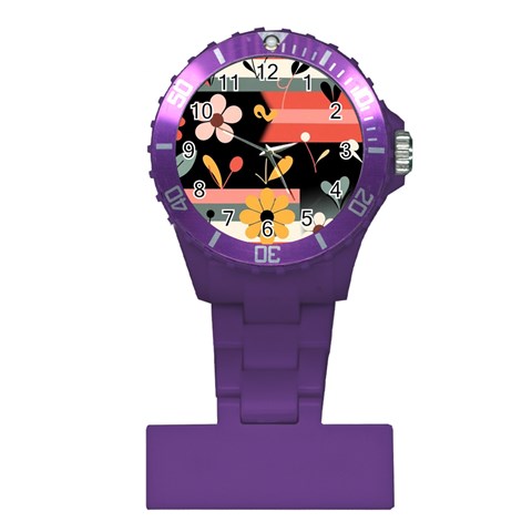 Minimalist Pattern With Simple Lines,flower And Shapes, Creating A Clean And Modern Plastic Nurses Watch from ArtsNow.com Front