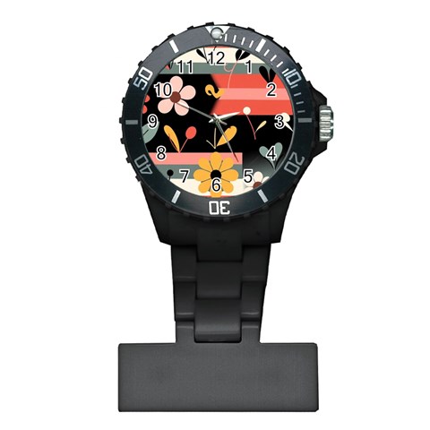 Minimalist Pattern With Simple Lines,flower And Shapes, Creating A Clean And Modern Plastic Nurses Watch from ArtsNow.com Front