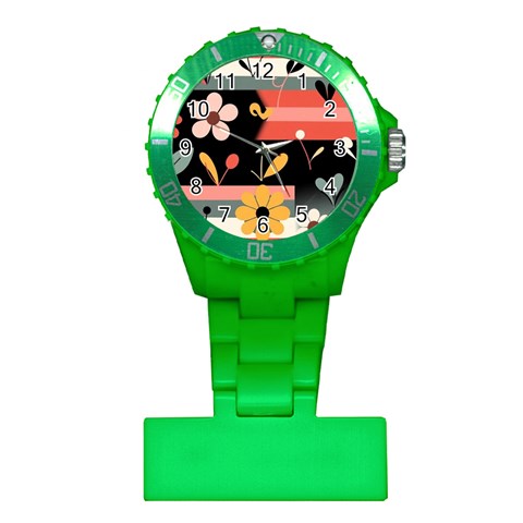 Minimalist Pattern With Simple Lines,flower And Shapes, Creating A Clean And Modern Plastic Nurses Watch from ArtsNow.com Front