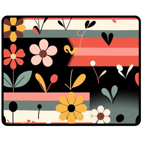 Minimalist Pattern With Simple Lines,flower And Shapes, Creating A Clean And Modern Two Sides Fleece Blanket (Medium) from ArtsNow.com 58.8 x47.4  Blanket Front