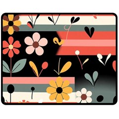 Minimalist Pattern With Simple Lines,flower And Shapes, Creating A Clean And Modern Two Sides Fleece Blanket (Medium) from ArtsNow.com 58.8 x47.4  Blanket Front