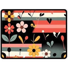 Minimalist Pattern With Simple Lines,flower And Shapes, Creating A Clean And Modern Two Sides Fleece Blanket (Large) from ArtsNow.com 80 x60  Blanket Front