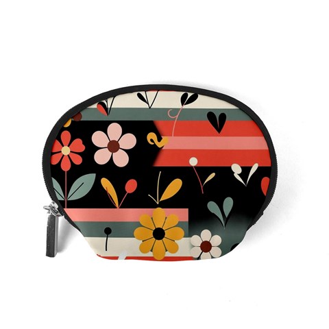 Minimalist Pattern With Simple Lines,flower And Shapes, Creating A Clean And Modern Accessory Pouch (Small) from ArtsNow.com Back