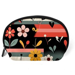 Minimalist Pattern With Simple Lines,flower And Shapes, Creating A Clean And Modern Accessory Pouch (Large) from ArtsNow.com Back