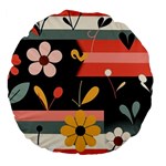  Minimalist Pattern With Simple Lines,flower And Shapes, Creating A Clean And Modern Large 18  Premium Flano Round Cushions