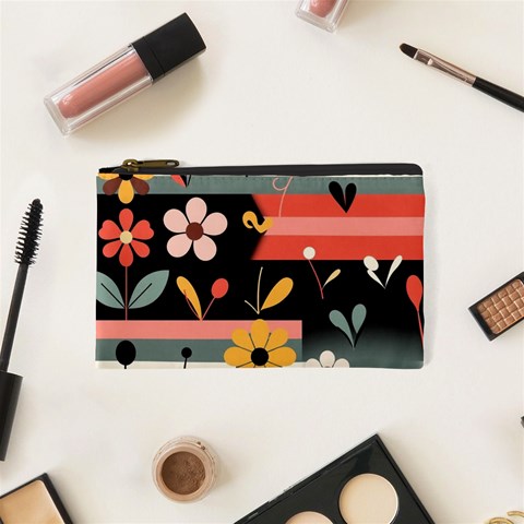 Minimalist Pattern With Simple Lines,flower And Shapes, Creating A Clean And Modern Cosmetic Bag (XS) from ArtsNow.com Front