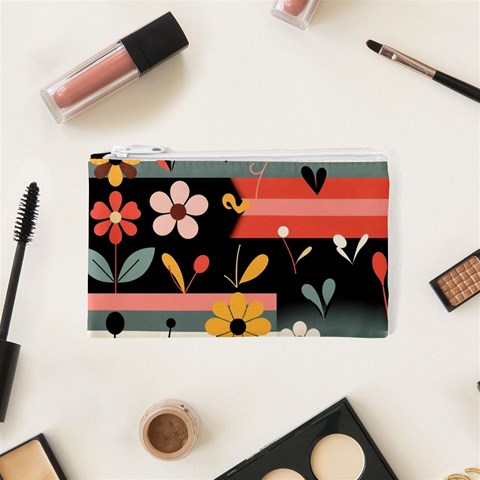 Minimalist Pattern With Simple Lines,flower And Shapes, Creating A Clean And Modern Cosmetic Bag (XS) from ArtsNow.com Front