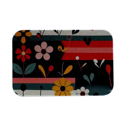 Minimalist Pattern With Simple Lines,flower And Shapes, Creating A Clean And Modern Open Lid Metal Box (Silver)   from ArtsNow.com Front