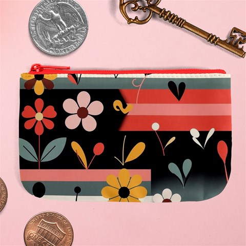 Minimalist Pattern With Simple Lines,flower And Shapes, Creating A Clean And Modern Large Coin Purse from ArtsNow.com Front