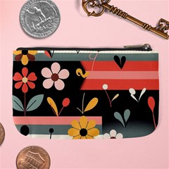 Minimalist Pattern With Simple Lines,flower And Shapes, Creating A Clean And Modern Large Coin Purse from ArtsNow.com Back