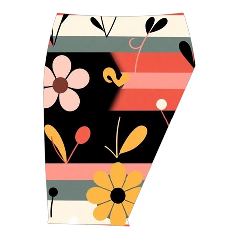 Minimalist Pattern With Simple Lines,flower And Shapes, Creating A Clean And Modern Midi Wrap Pencil Skirt from ArtsNow.com  Front Right 