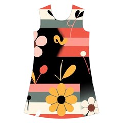 Minimalist Pattern With Simple Lines,flower And Shapes, Creating A Clean And Modern Kids  Short Sleeve Velvet Dress from ArtsNow.com Front