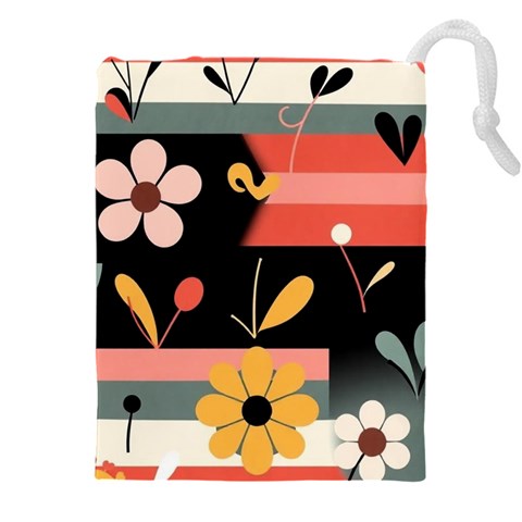 Minimalist Pattern With Simple Lines,flower And Shapes, Creating A Clean And Modern Drawstring Pouch (4XL) from ArtsNow.com Front