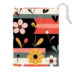 Minimalist Pattern With Simple Lines,flower And Shapes, Creating A Clean And Modern Drawstring Pouch (4XL) from ArtsNow.com Front