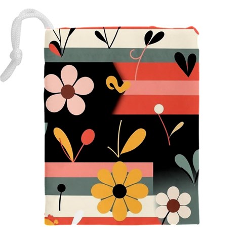 Minimalist Pattern With Simple Lines,flower And Shapes, Creating A Clean And Modern Drawstring Pouch (4XL) from ArtsNow.com Back