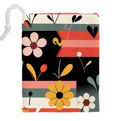 Minimalist Pattern With Simple Lines,flower And Shapes, Creating A Clean And Modern Drawstring Pouch (4XL) from ArtsNow.com Back