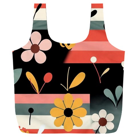 Minimalist Pattern With Simple Lines,flower And Shapes, Creating A Clean And Modern Full Print Recycle Bag (XXL) from ArtsNow.com Back