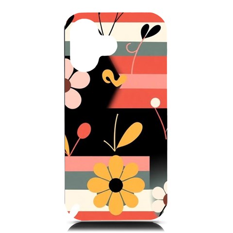 Minimalist Pattern With Simple Lines,flower And Shapes, Creating A Clean And Modern iPhone 16 Black UV Print PC Hardshell Case from ArtsNow.com Front