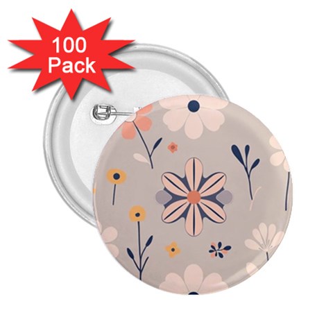 Minimalist Pattern With Simple Lines,flower And Shapes, Creating A Clean And Modern 2.25  Buttons (100 pack)  from ArtsNow.com Front