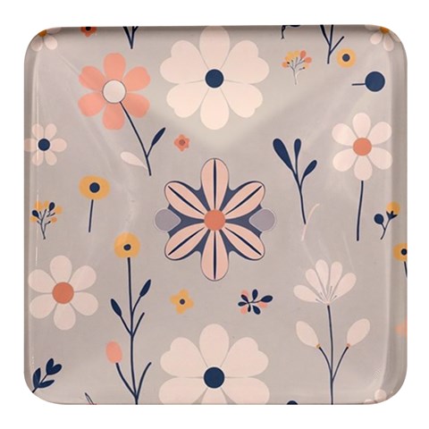 Minimalist Pattern With Simple Lines,flower And Shapes, Creating A Clean And Modern Square Glass Fridge Magnet (4 pack) from ArtsNow.com Front