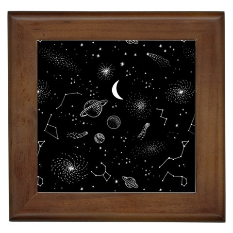 Cosmic Black Space Star Framed Tile from ArtsNow.com Front