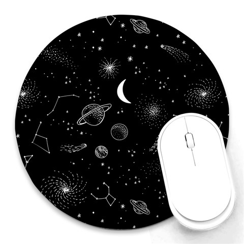 Cosmic Black Space Star Round Mousepad from ArtsNow.com Front