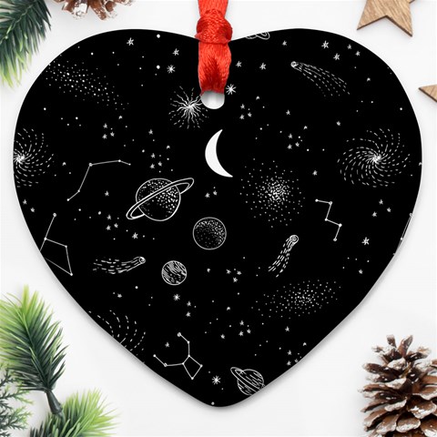 Cosmic Black Space Star Ornament (Heart) from ArtsNow.com Front