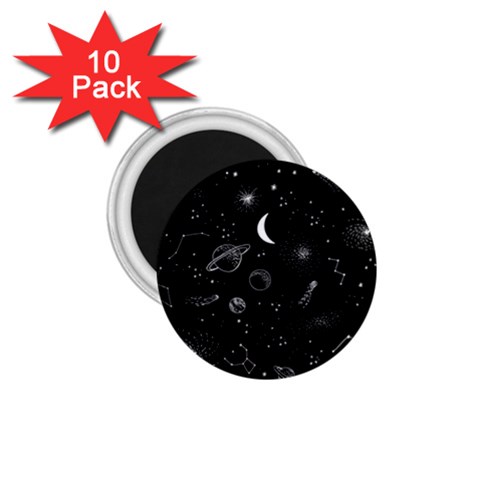 Cosmic Black Space Star 1.75  Magnets (10 pack)  from ArtsNow.com Front