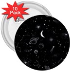 Cosmic Black Space Star 3  Buttons (10 pack) 