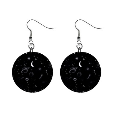 Cosmic Black Space Star Mini Button Earrings from ArtsNow.com Front