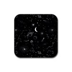 Cosmic Black Space Star Rubber Coaster (Square)