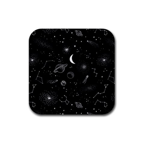 Cosmic Black Space Star Rubber Square Coaster (4 pack) from ArtsNow.com Front