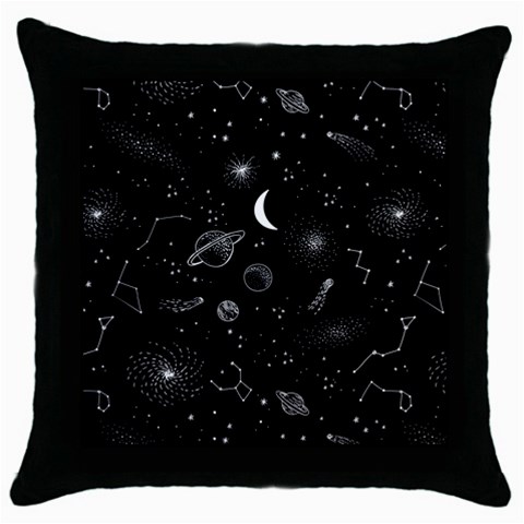 Cosmic Black Space Star Throw Pillow Case (Black) from ArtsNow.com Front