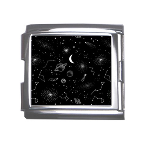 Cosmic Black Space Star Mega Link Italian Charm (18mm) from ArtsNow.com Front