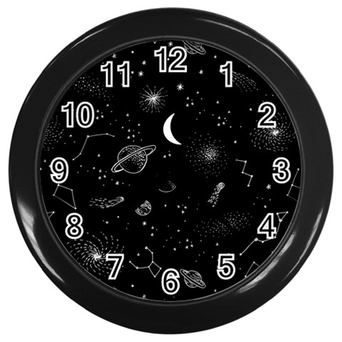 Cosmic Black Space Star Wall Clock (Black) from ArtsNow.com Front