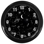 Cosmic Black Space Star Wall Clock (Black)