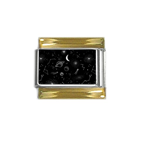 Cosmic Black Space Star Gold Trim Italian Charm (9mm) from ArtsNow.com Front