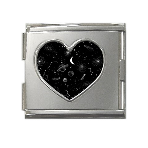 Cosmic Black Space Star Mega Link Heart Italian Charm (18mm) from ArtsNow.com Front